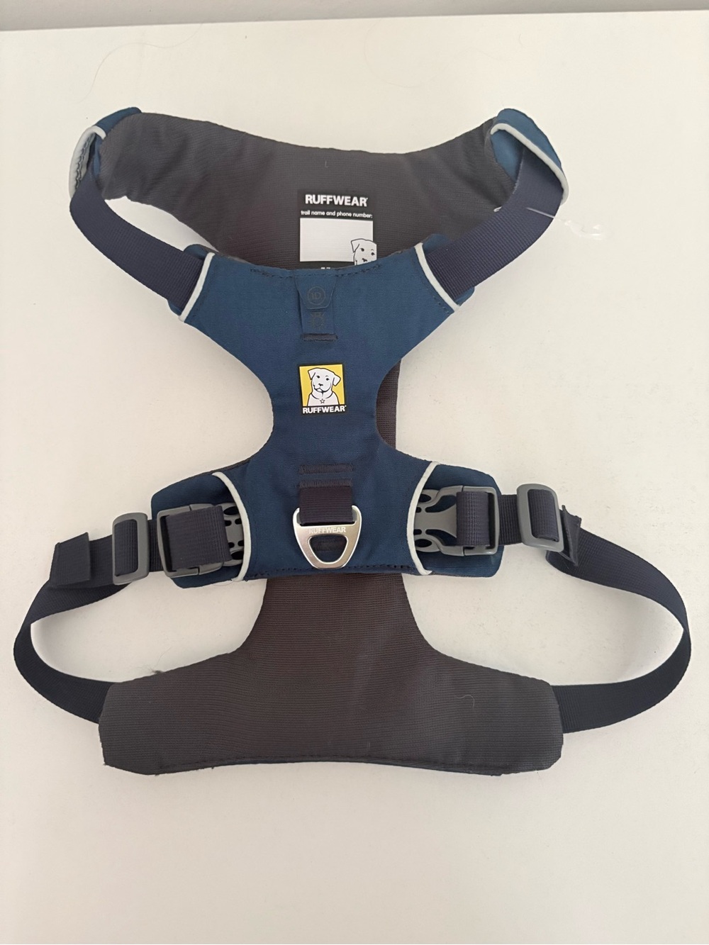 Ruffwear Blue Dog Harness — Comfortable Navy/Gray Puppy Harness size MEDIUM.